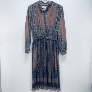 Vintage Lady Carol of New York Dress Size L Women’s Pleated Brown Button